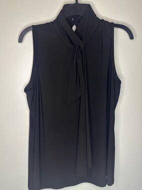 White House Black Market Black Sleeveless Tie-Neck Camisole